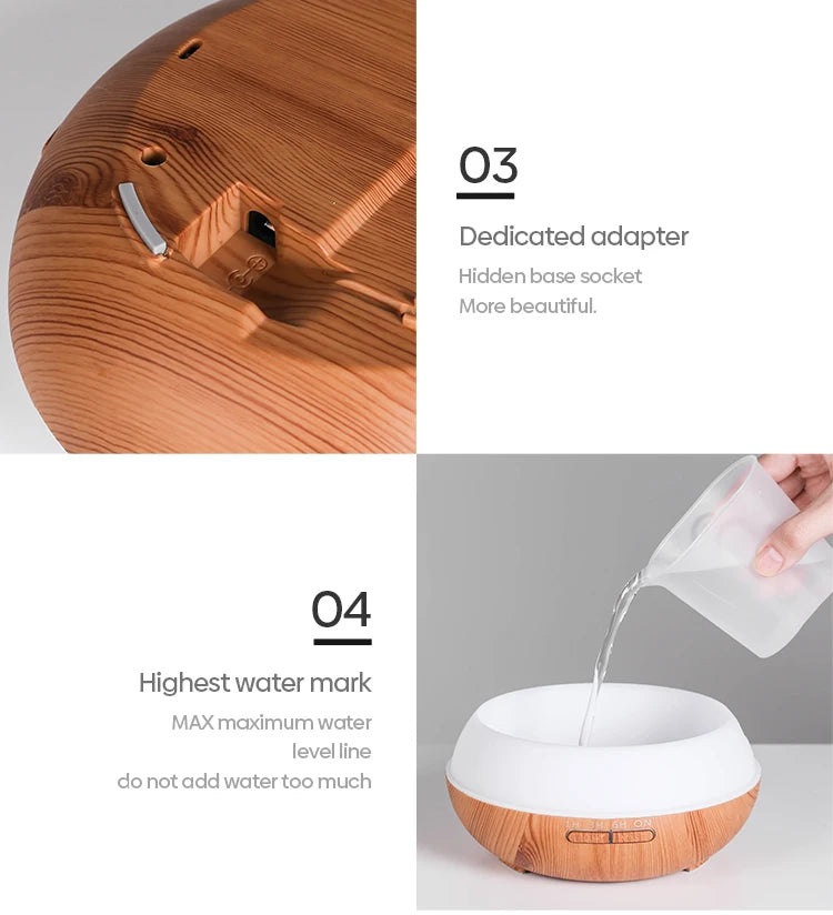 Aroma-Diffusor 500 ml – Holzoptik, Ultraschall, Fernbedienung