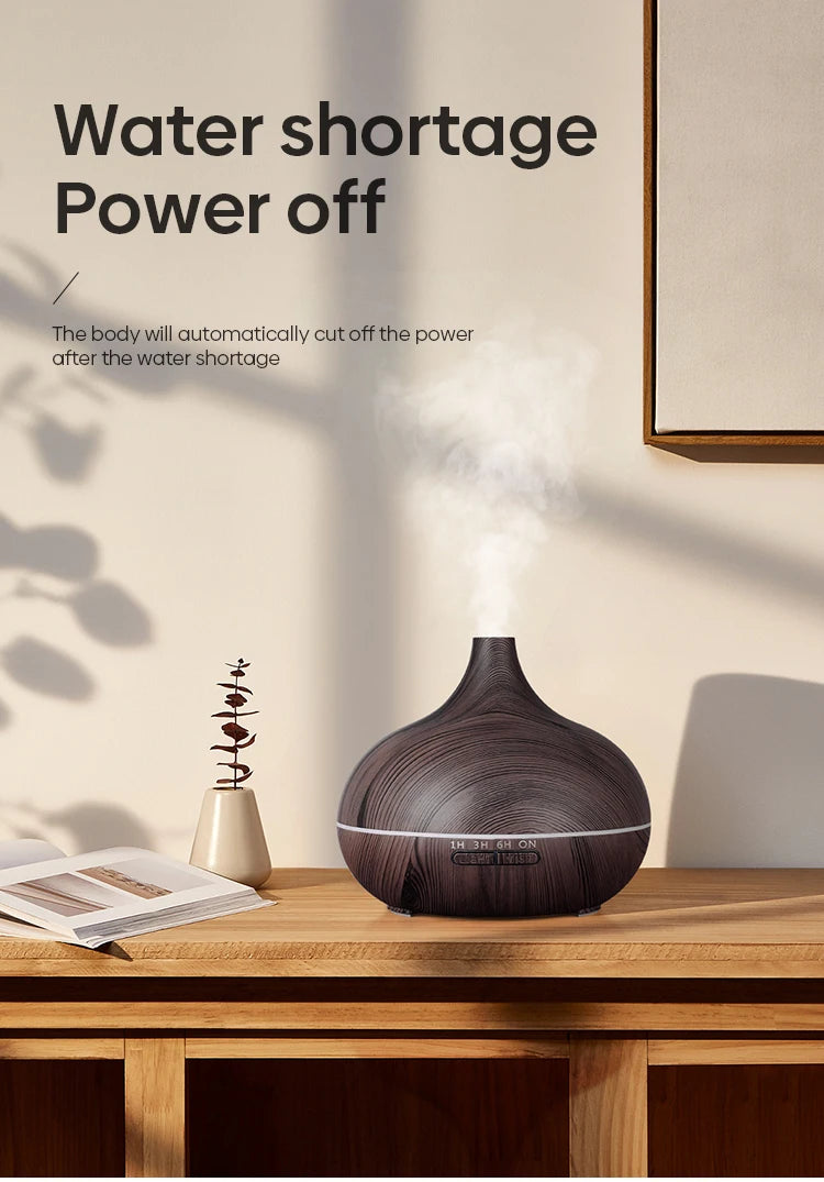 Aroma-Diffusor 500 ml – Holzoptik, Ultraschall, Fernbedienung