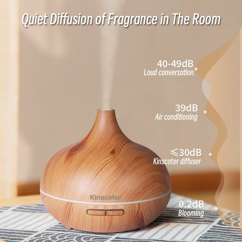 Aroma-Diffusor 500 ml – Holzoptik, Ultraschall, Fernbedienung