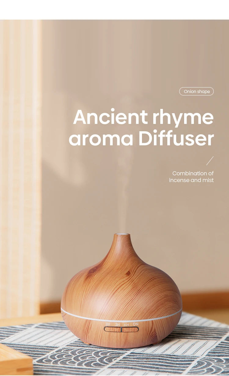 Aroma-Diffusor 500 ml – Holzoptik, Ultraschall, Fernbedienung